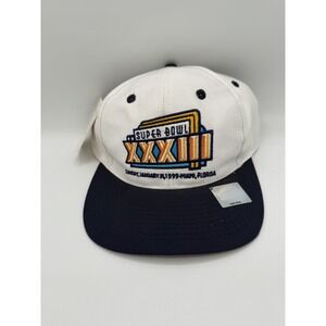 VINTAGE Super Bowl XXXIII Hat Cap Snap Back White Black NFL Football Logo 7 90s